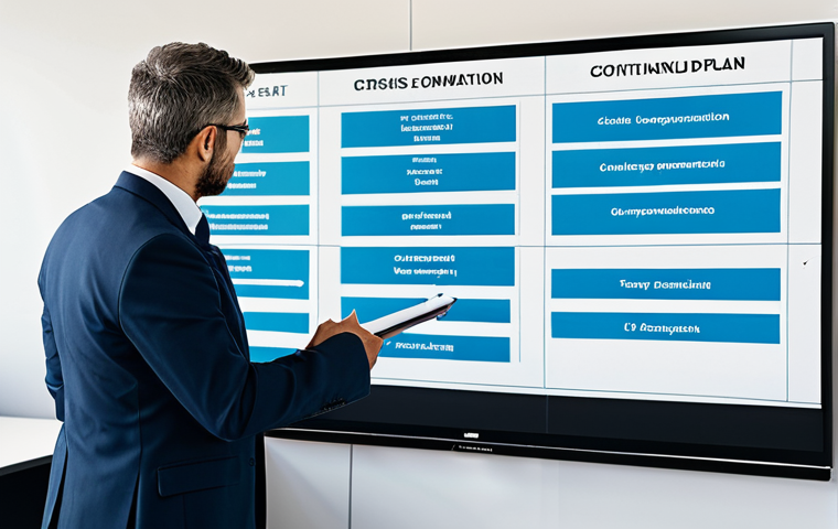 **
A well-organized event management team in a modern office setting, reviewing a crisis communication plan on a large screen. The room is brightly lit with natural light, and team members are dressed in smart casual attire. The screen displays a clear, easy-to-understand flowchart. Safe for work, appropriate content, fully clothed, professional environment, perfect anatomy, natural proportions, high quality. Focus on collaboration and preparedness, reflecting a "culture de l'apprentissage continu".
Safe for work and family-friendly.
**