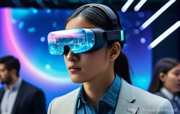 국내외 이벤트기획 산업 전망 - **Prompt for an Immersive Technological Event:**
    "A vibrant, ultra-modern event space, bustling ...